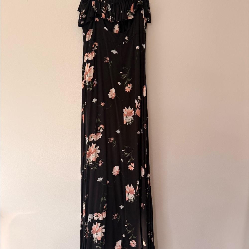 Band of Gypsies Charcoal and Blush Floral Dress